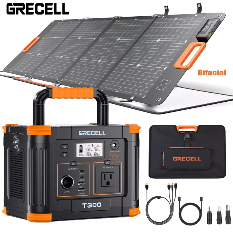 GRECELL Peak 600W Power Station Portable Solar Generator/ 120W Foldable