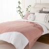 BATTILO HOME Pink Throw Blanket Diamond Pattern Indoor Outdoor Knitted