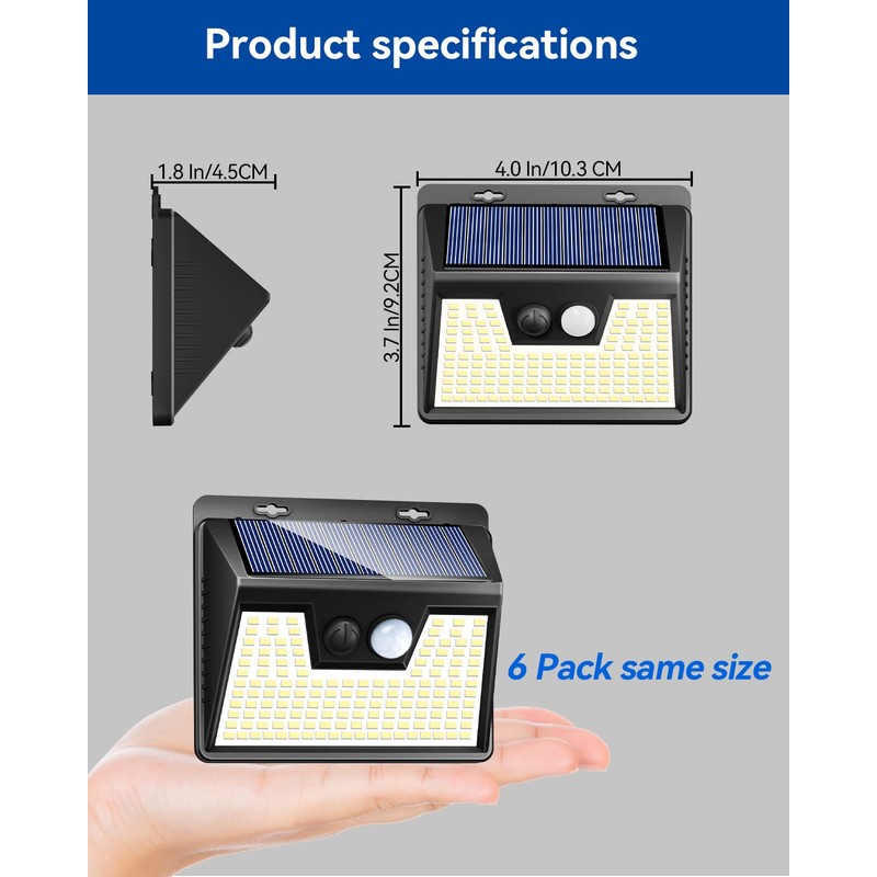 Peasur Solar Lights Outdoor Motion Sensor, 6 Pack 140 LED