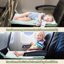 TrekBabe Toddler Airplane Bed, Airplane Seat Extender for Kids, Baby Travel Essentials, Green