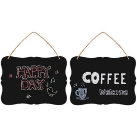 Wooden Double Sided Hanging Chalkboard Signs,Memo Message Sign, Vintage Erasable Message Board Sign with Hanging String for Wedding Kitchen Home Party Decoration