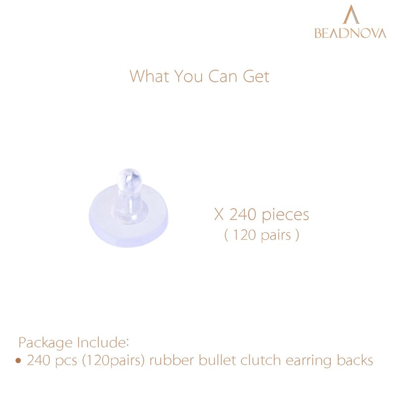 BEADNOVA Earring Backs for Studs 240pcs Earring Back Stoppers Earring