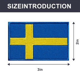 JBSJBS Sweden Flag Embroidered Patches Swedish Flags Patch Sweden Military Tactical Patch Team Logo Decorations(2Pack)
