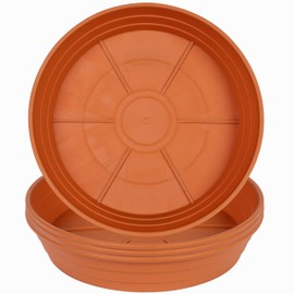 Plant Saucer 6 Inch 4 Pack 6 8 10 12 14 16 18 20 25, Plastic Plant Trays for Pots，Extra-Deep Plant Water Dray Tray, Bird Bath Bowl, Heavy Flower Plant saucers Indoors and Outdoor No Holes 6in-4 red