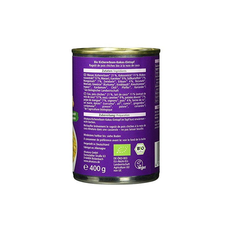 Alnatura Organic Chickpeas Coconut Stew, 400 g