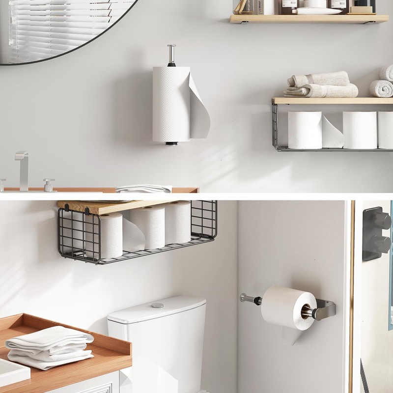 Fixwal Paper Towel Holder Under Cabinet, Single Hand Operable Wall