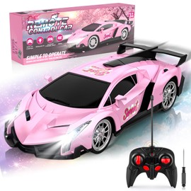 Remote Controlled Car Girl, Gift from 3 4 5 6 7 8 9 Years Girls Toy 1:18 15 km/h Racing Car Remote Controlled with LED Headlights RC Car Drift Remote Control Car Children Games from 3-12 Years