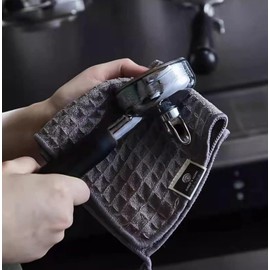 Barista Cleaning Towel Set with Hooks for Easy Storage - Soft, Highly Absorbent Microfiber Cloth for Cleaning Espresso Machine, Steam Wand, Grinder and Coffee Bar Countertop - Square Waffle Weave