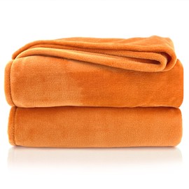 heimtexland Cuddly Blanket, Fluffy Flannel Blanket, Warm OEKO-TEX Bedspread Throw, Sofa Blanket, Lint-Free Fleece Blanket, Super-Soft XL Blanket, Type 380, 150 x 200 cm, Orange