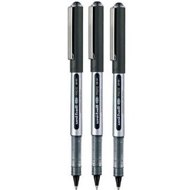 Uni-Ball AUGE Mikro-Tintenroller, Metallspitze, Spitze, wasserbasierte Pigmenttinte, Uni-Flow-System, wasserfest, lichtbeständig, UB-150, 0,5 mm, 0,2 mm (3 Stück) (Schwarz)