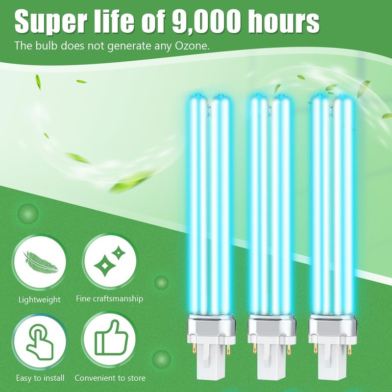 Kittmip 4 Pieces UV UV-C Light Bulbs 9W G23 Base