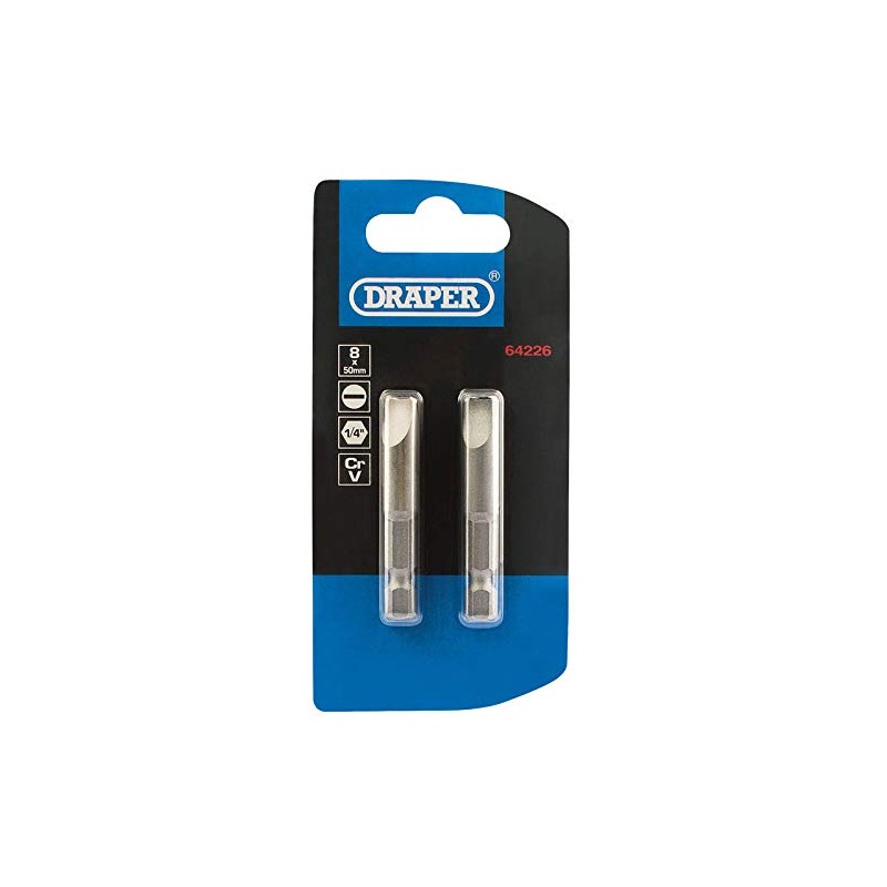 Draper 64012 6.5mm 1/4" Hex Plain Slot Insert Bit 25mm
