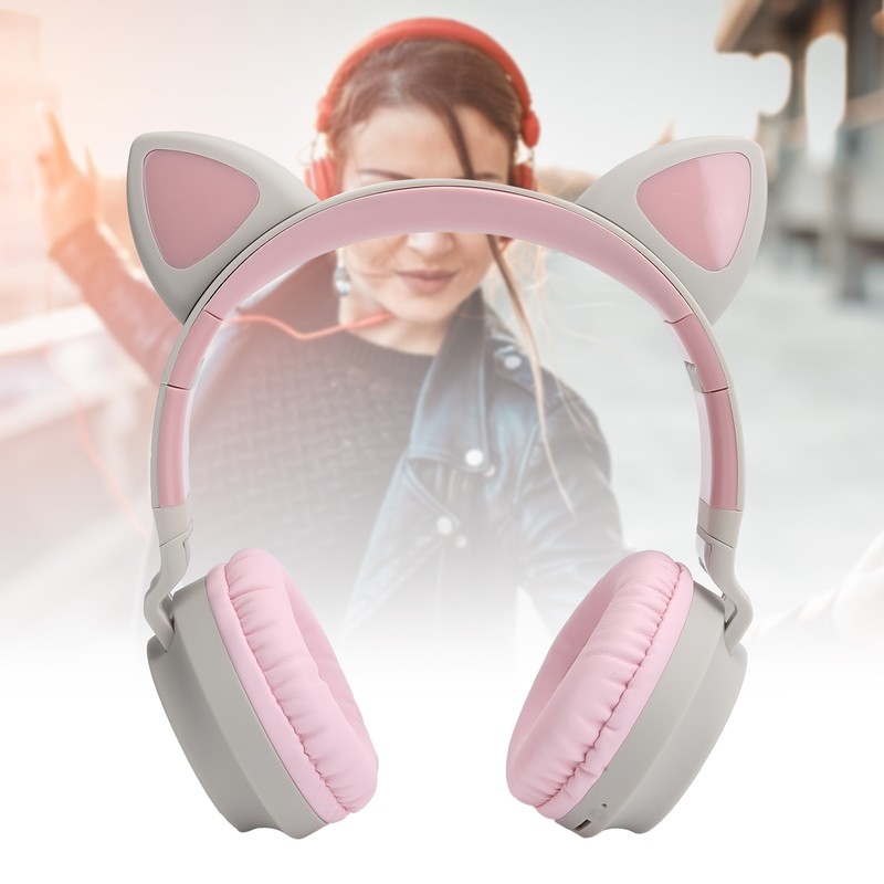 Cat Ear Headphone 3D LED Light Wireless Bluetooth 5.0 Foldable