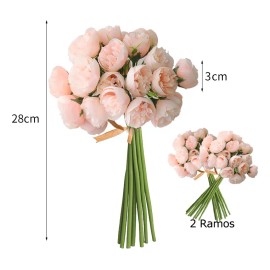 2 Ramos Con Un Total De 54 Rosas Artificiales Pequeñas