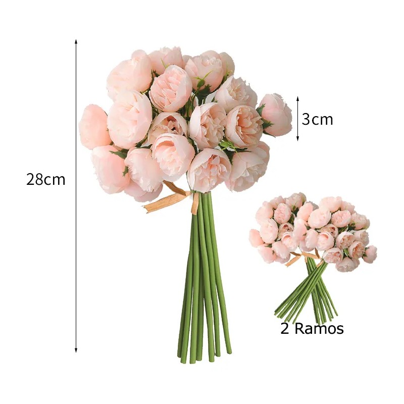 2 Ramos Con Un Total De 54 Rosas Artificiales Pequeñas