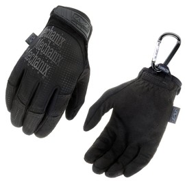 Mechanix Wear tactical vent glove, extremely breathable, touch screen compatible and abrasion resistant and gear carabiner in black and coyote, size S, M, L, XL - l
