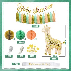 Baby Shower Decorations,Sage Green Baby Shower Balloons,Baby Shower Banner, Mummy to be Sash for Gender Reveal Party Decorations