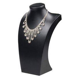 Homeanda Black PU Leather Jewelry Jewellery Stand Necklace Pendant Chain Jewelry Bust Display Holder (9.8"x5.7", Polyurethane-Black)