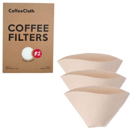 Earthtopia 3 Pack Reusable Cloth Coffee Filters | 100% Organic Cotton | Eco-Friendly Cone Coffee Filters for Coffee Machines and Pour Over Coffee| Permanent Filters (No. 2)