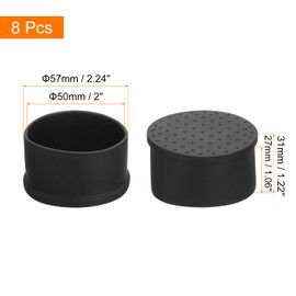 sourcing map 8Pcs Chair Leg Caps, Fit OD 50mm (2 Inch) Non-Marking PVC Chair Leg Tips Non-Slip Chair Leg Floor Protectors Round Table Covers End Caps for Furniture, Black