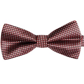 GASSANI 3-Piece Men's Bow Tie, Cufflinks and Handkerchief in 10 Colours | Checked Silk Look Double Bow Tie | Ready Tied and Adjustable Bow | for Suit or Tuxedo - Classic