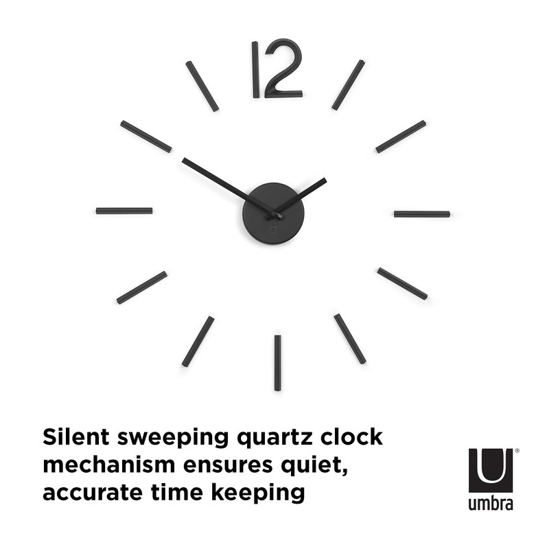 Umbra Blink Clock, Metal, Black, 33.02 x 33.02 x 5.08