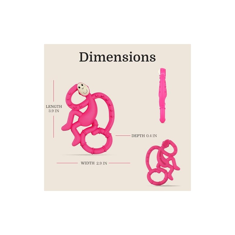 Mordedera para Bebé MatchStick Mini Monkey Mordedor, Rosa (Pink), 10