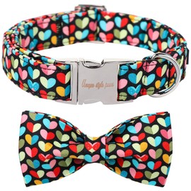 Unique Style Paws Valentine's Dog Collar with Bow Colorful Heart Love Dog Collars for Small Medium Large Dog New