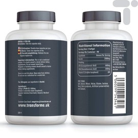 Transforme Omega 3 Fish Oil 2000mg, 2 1000mg Capsules Serving 660mg EPA & 440mg DHA, 3 Months Supply, 180 Omega 3 Capsules High Strength Fish Oil, Supporting Heart, Brain and Eye Health