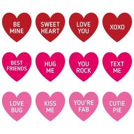 Heart Stickers Valentines Stickers 480 Pcs Valentines Conversation Hearts Stickers 1.5 Inch Valentines Day Stickers for Envelope Seal Valentines Day Conversation Hearts Decorations (Red and Pink)
