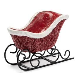 Napco 52822 Cable Knit Santa Sleigh Red, White 3.25 x 3 Inches Resin Winter Christmas Holiday Figurine