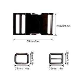 TIANLIN Side Release Buckle, 53 x 30 mm Black Metal Buckle, Adjustable Quick Release Clip with 2 Adjusters, Clip Buckle Can Be Used for Backpack, Paracord