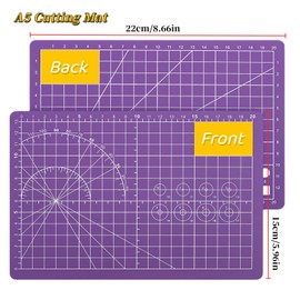 Wonafa A5 Self-Healing Cutting Pads, Small Cutting Mat, Professional Double Sided Durable Cutting Mat, Great for Hop Scrapbooking, Quilting, Fabric, Sewing Craft Projects (Pink, A5)