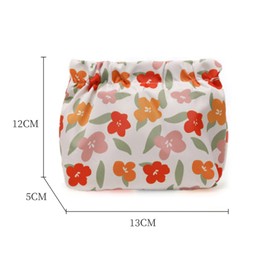 bolukets Small Makeup Bag Travel Toiletry Bag For Women Girls 13x5x13CM, Portable Cute Printed Storage Bag Aesthetic Organizer Pouch for Lipstick Cosmetic Keychain Small Items(Floral Bloom)