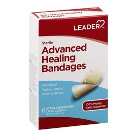 Leader Adhesive Bandages Advanced Healing, Large One Size, 6 Count - Waterproof and Flexible - 4 Pack