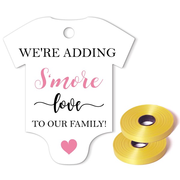 We're Adding S'More Love to Our Family Tags, Baby Onesie Baby Shower Tags, Smore Love Tags for Baby Shower, Baby Shower Favor Tags, Pack of 50
