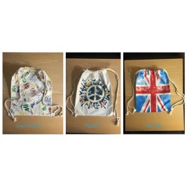 custombagsupplies 14x18 inches Cotton Drawstring Backpacks SCRIBBLE -1 count pack