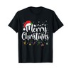 Merry Christmas Lights Santa Hat Xmas Family Matching Pajama T-Shirt