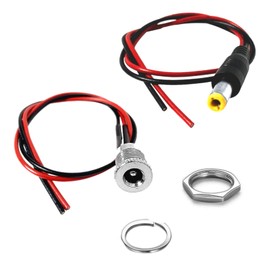 GLDYTIMES 55 25 5A DC Power Connector 5.5x2.5mm Jack Socket Threaded Female Adapter with pcs 5.5 x 2.5mm DC Male Socket Jack Plug with Wire