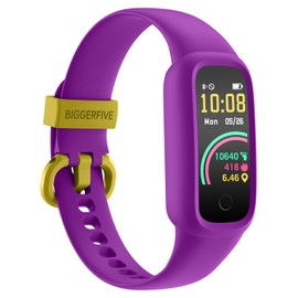 BIGGERFIVE Vigor 2 L Kids Fitness Tracker Watch for Boys Girls Ages 5-15, Activity Tracker, Heart Rate Sleep Monitor, IP68 Waterproof, Pedometer, Calorie Step Counter Watch, Purple