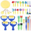 34 Piece Sponge Brush Set, Sponge Painting Brush Set, Children's
