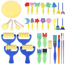 34 Piece Sponge Brush Set, Sponge Painting Brush Set, Children's Painting Tools, Sponges Foam Brush, Early Education Drawing Tools, DIY Crafts, Drawing Tools