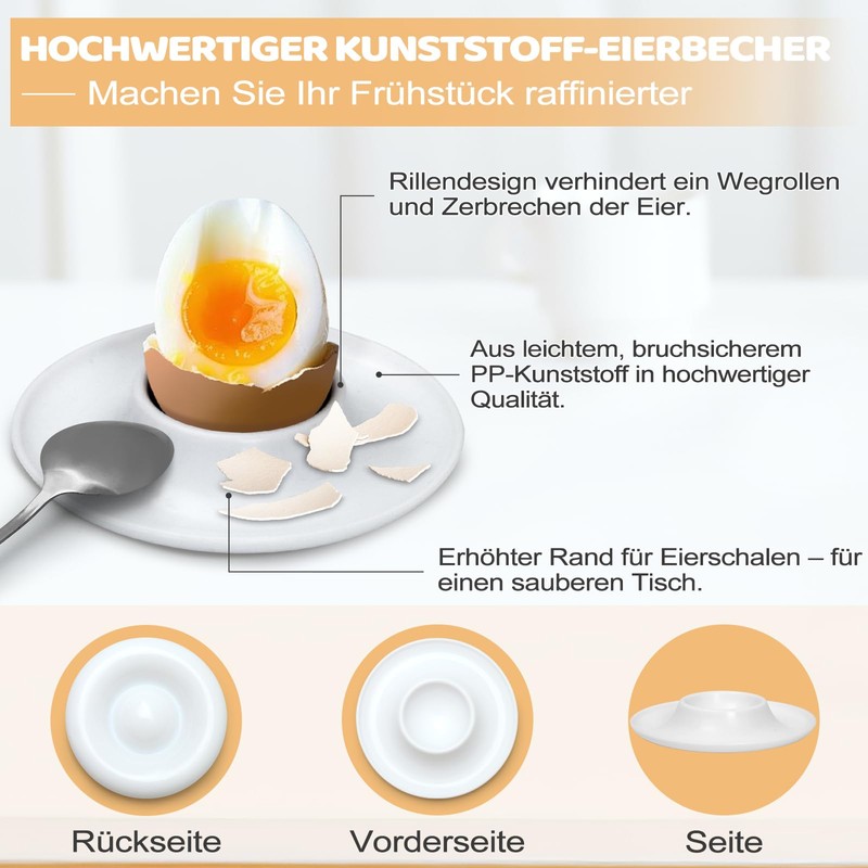 Gucass 8 Stück Eierbecher Stapelbar, Runde Eierbecher Plastik Set mit