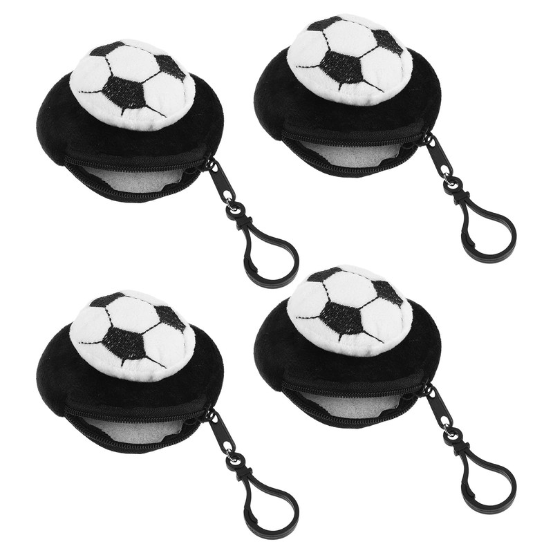 Veemoon Soccer Coin Purse 4 Pcs Plush Ball Pouch Mini