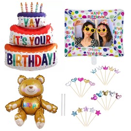 KASESSS 25 Pcs Inflatable Photo Booth Props, Birthday Party Photo Booth, Photo Booth Frame, Inflatable Party Props, Selfie Frame, Photo Booth Props Birthday, Birthday Decorations for Girls Party