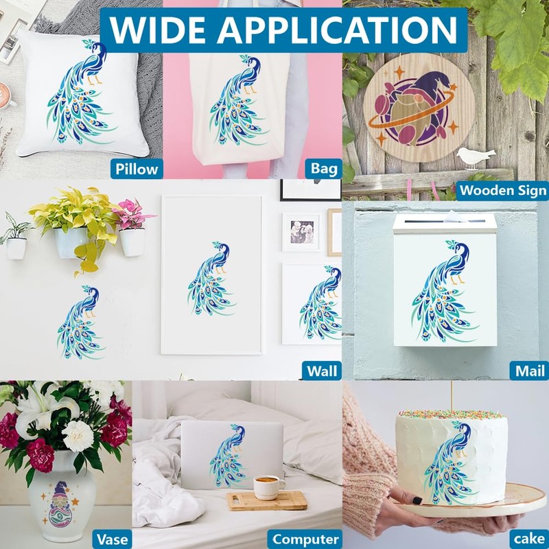 MAYJOYDIY Peacock Stencil 11.7×8.3inch Large Peacock Drawing Stencils with Paint