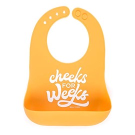 Bella Tunno Wonder Bib - Adjustable Silicone Baby Bibs for Girls & Boys, Durable and Waterproof BPA Free Silicone, Cheeks for Weeks