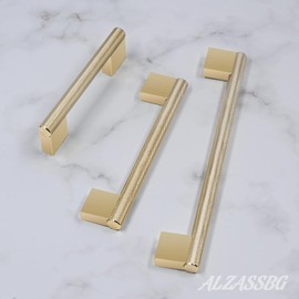 Alzassbg 10 Pack Gold Cabinet Pulls, 7-1/2 Inch(192mm) Hole Centers Kitchen Hardware Knurled Cabinet Handles for Cabinets and Drawers AL3102ABG