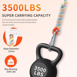 Tree Swing Ropes & Hanging Straps Kit (Set of 2) - 9FT/12FT/15FT Heavy Duty Options with Locking Carabiners, Safe & Quick Install for Backyard, Playground, and Camping Swings - Ready to Hang (15 FT)