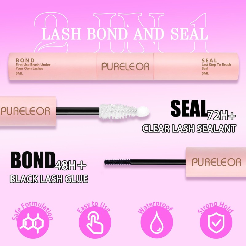 PURELEOR Cluster Lashes Kit Including Bond and Seal Remover DIY